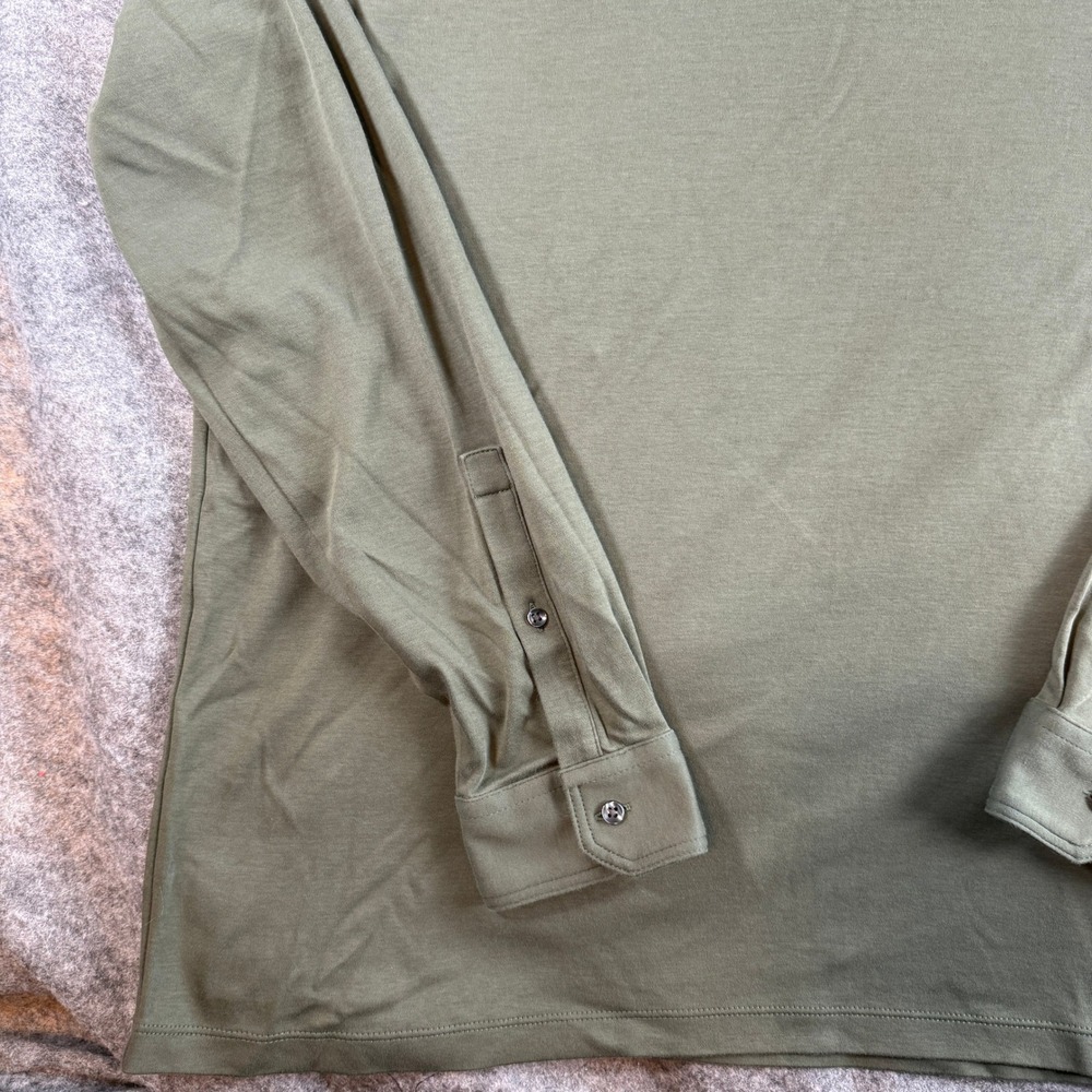 Charles Tyrwhitt Polo Shirt Women XL Green Long Sleeve Button Cuff Jersey - Picture 5 of 16